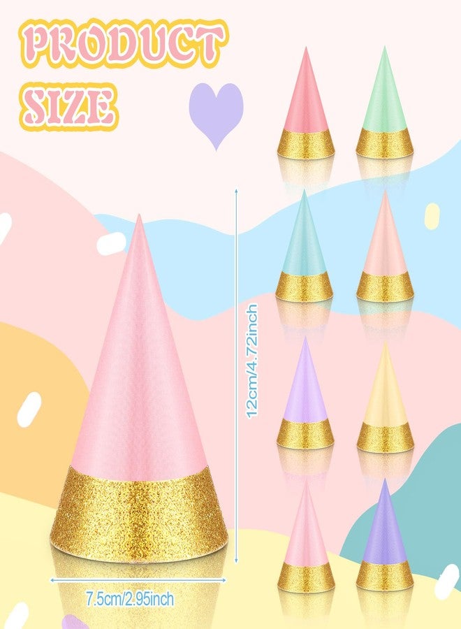 Sonwyoung 40 Pcs Mini Birthday Party Hats for Stuffed Animals Toys Colorful Glitter Tiny Cone Party Hats for Cats and Dogs(Mixed Colors) - Image 2